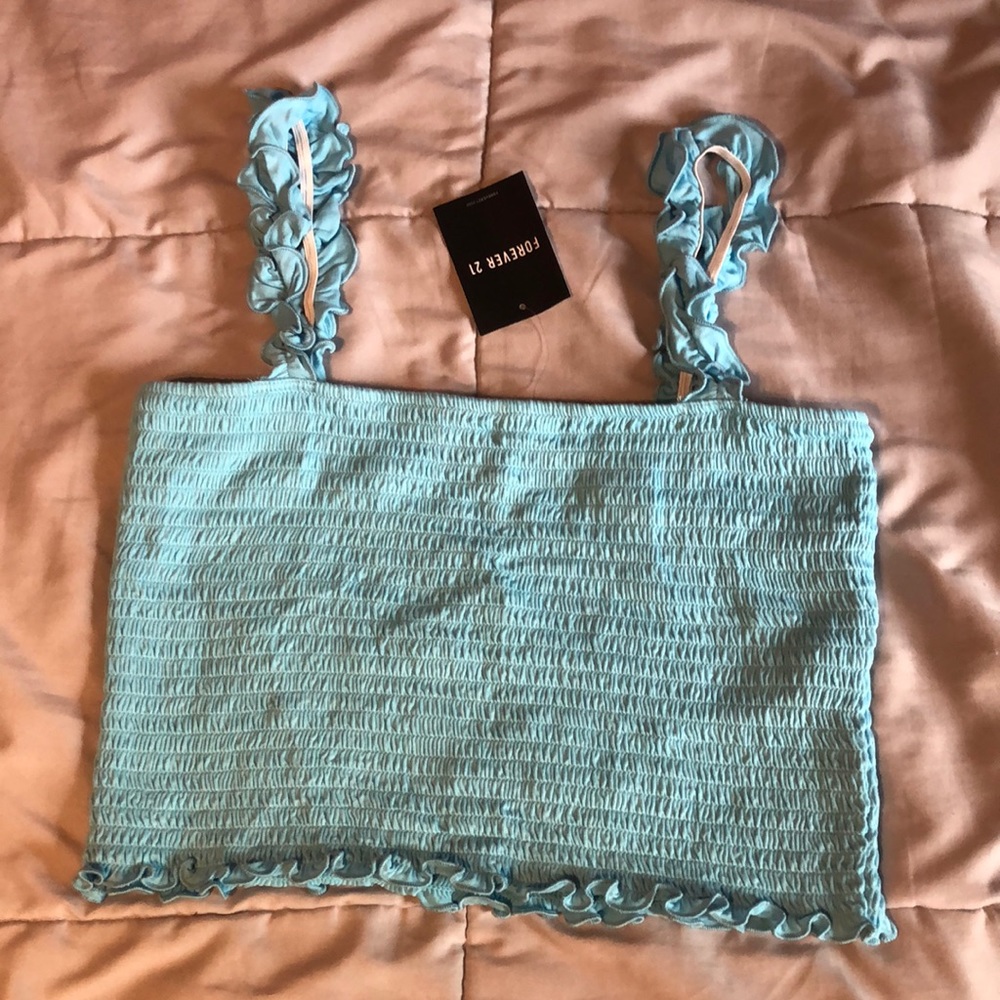 Aqua Blue ribbed forever 21 tank top!
